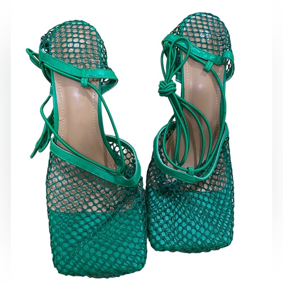 Fishnet Square Toe Heels - Picture 3 of 3